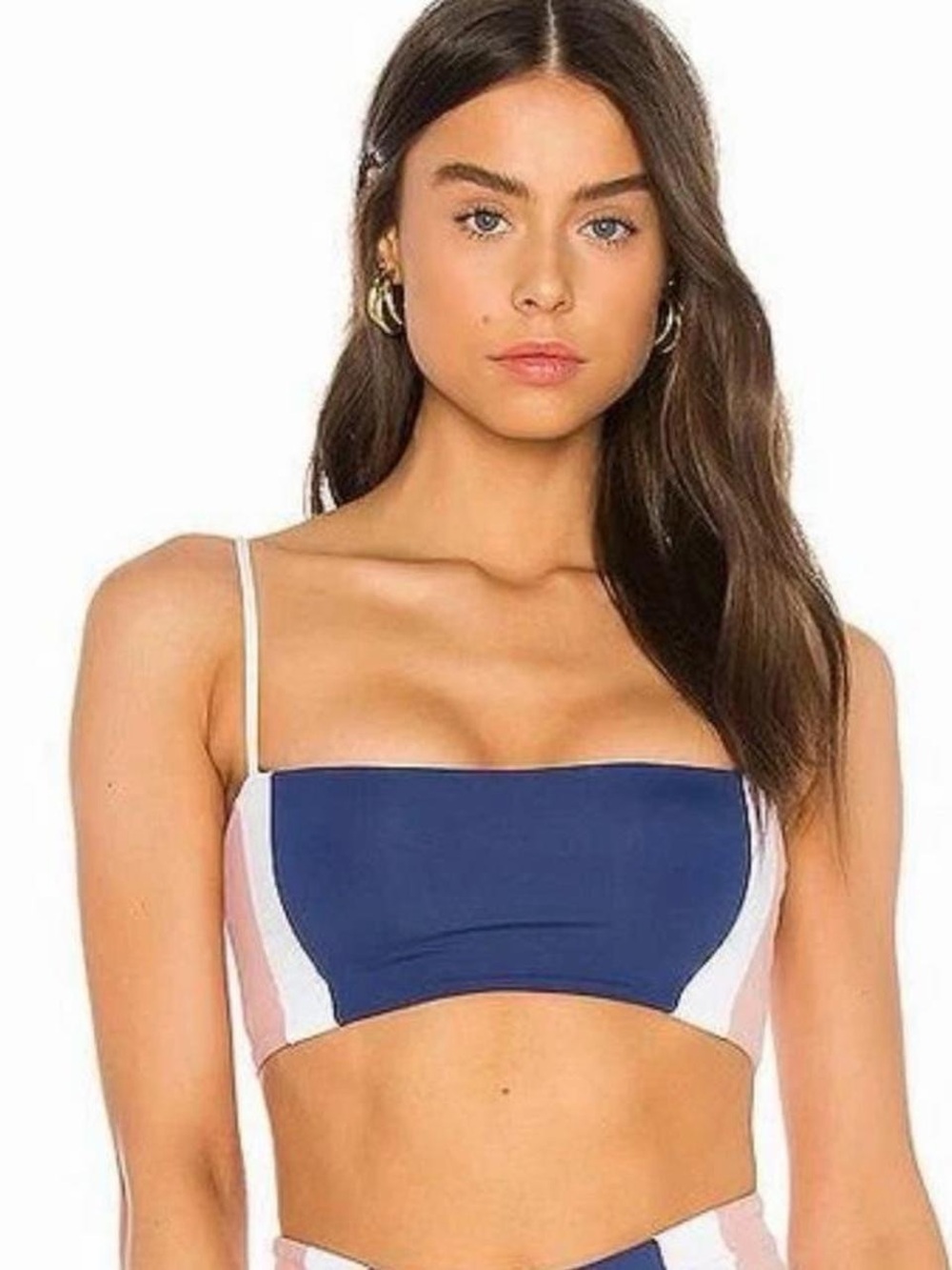 l*space Navy, Pink and White Bandeau Bikini Top